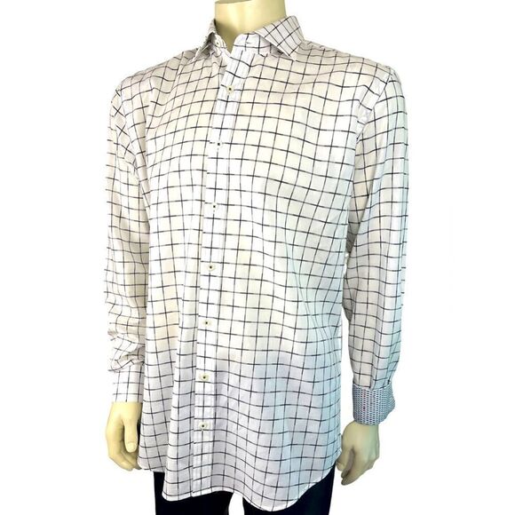 Beautiful Bugatchi L/S Casual Dress Shirt Like New Shaped Fit Size XL - Picture 2 of 9